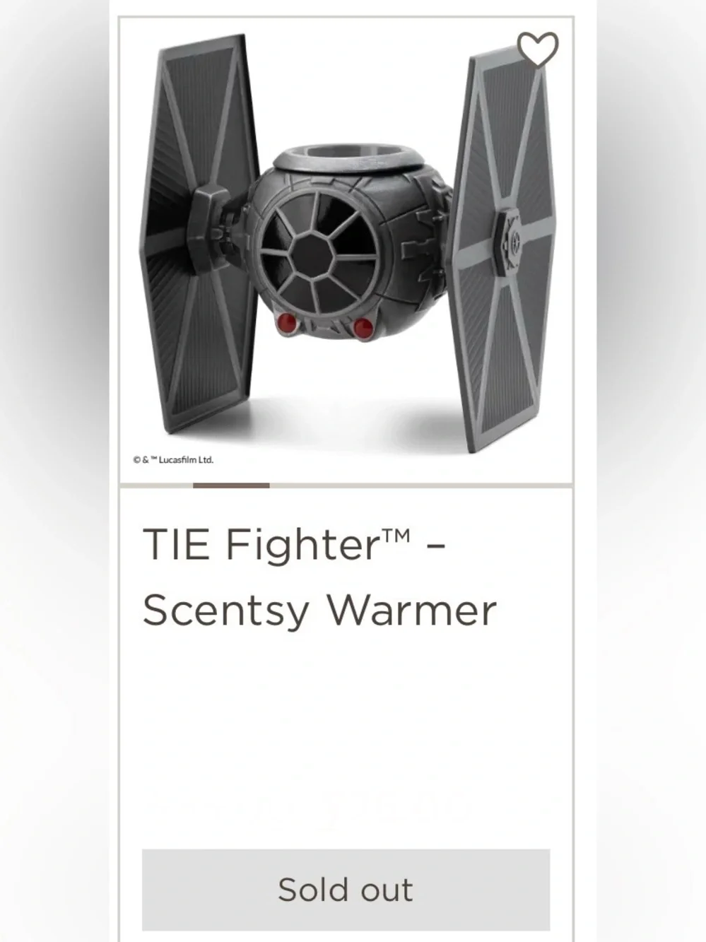 Scentsy Star Wars TIE Fighter™ – Wax Warmer Disney NIB